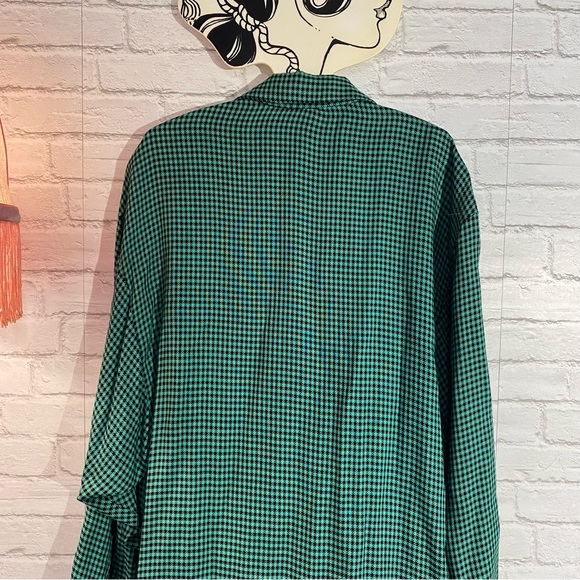 VINTAGE Dress MODA INTL Green Black Checkered Plaid Pencil Bottom Roomy Top 8 - Picture 6 of 16